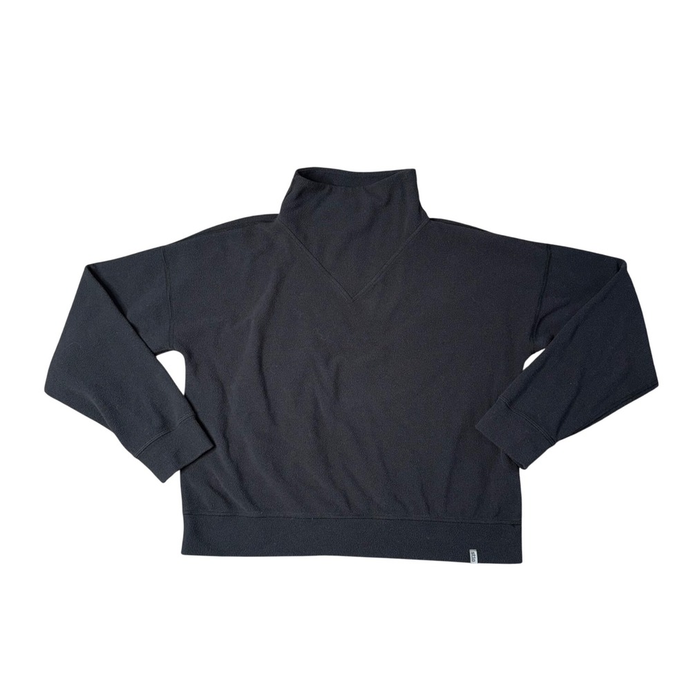Stio Fleece Pullover Womens Large Black Excellent Funnel Neck Drop Shoulder Top